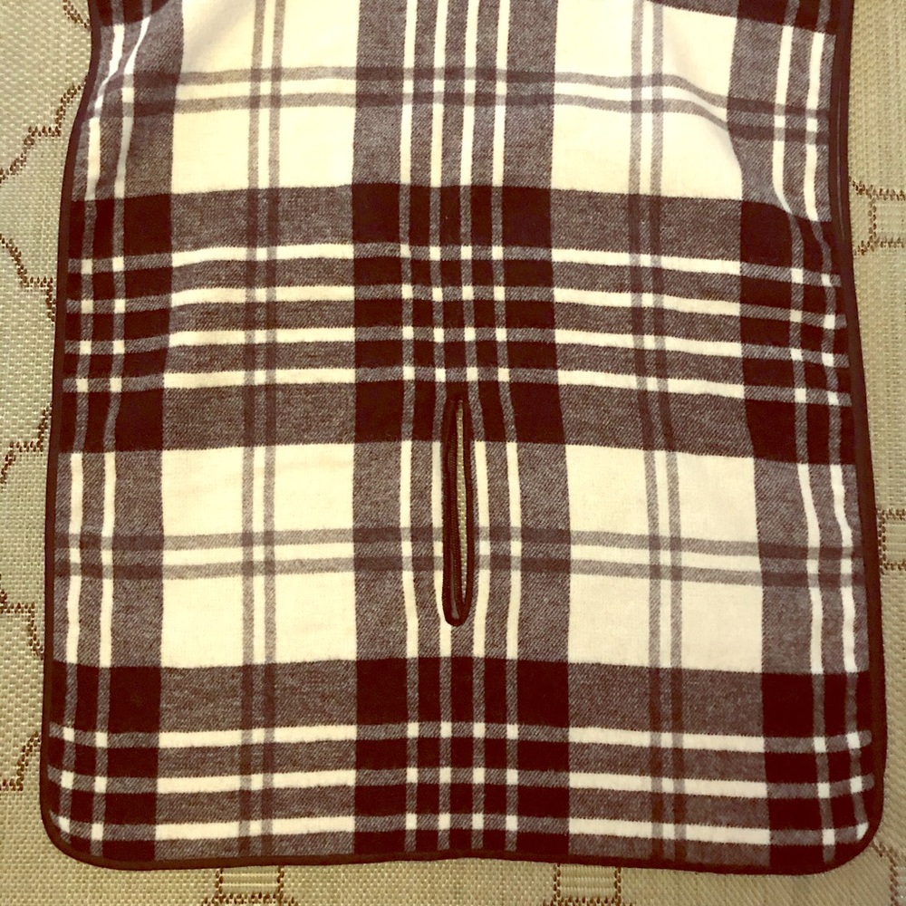 J Crew black & ivory plaid wrap cape poncho scarf